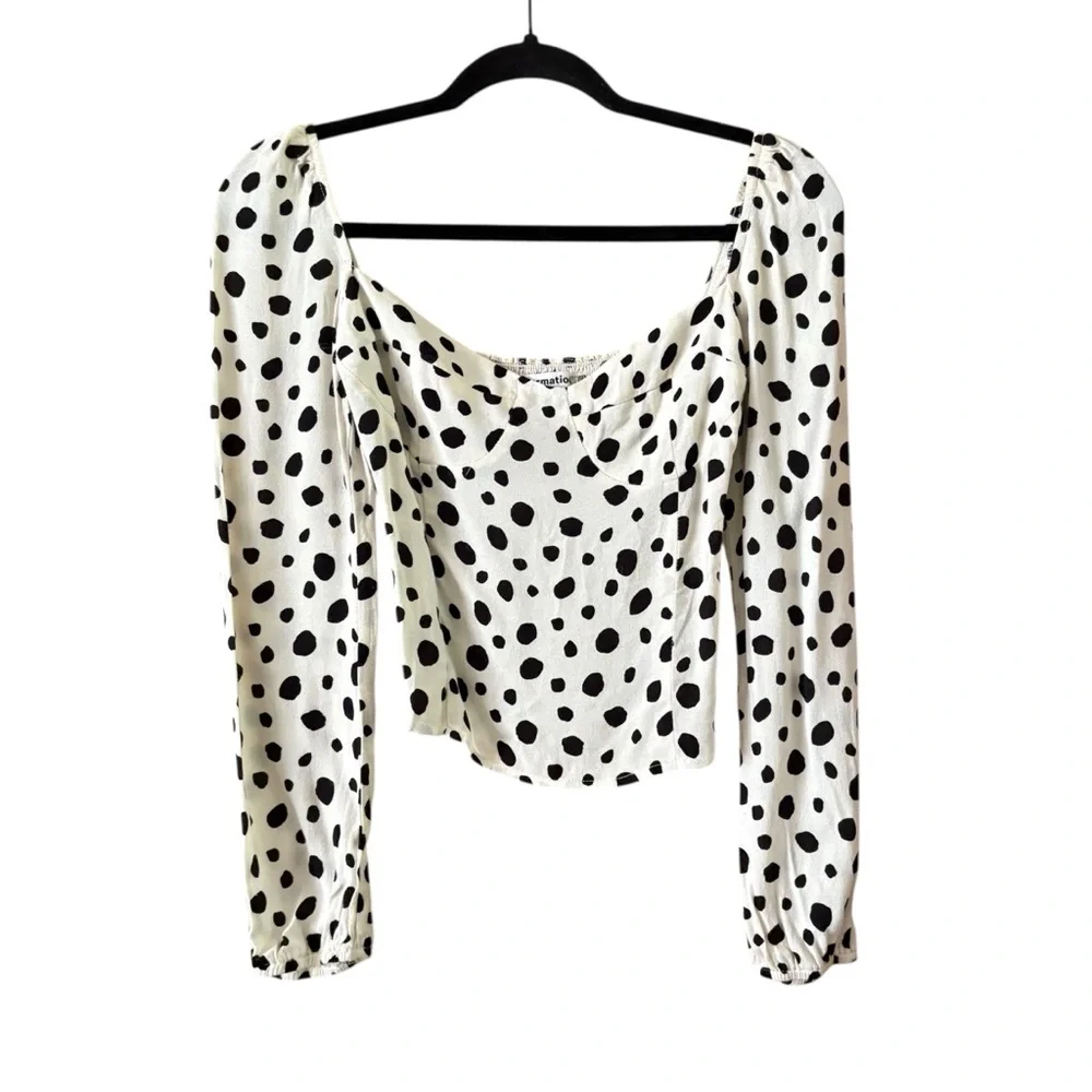 Reformation Reign Top Ink Blot Print Black White Sweetheart Neckline Size 0